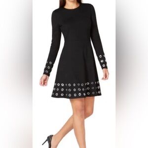 Michael Kors Black Long Sleeve Dress with Silver Accents